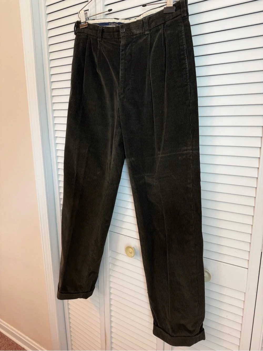 Brooks Brothers Mens Elliot Dark Green Corduroy Pants Size 34 Office Academia